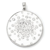 Sterling Silver Rhodium White Clay & Preciosa Crystal Round Pendant